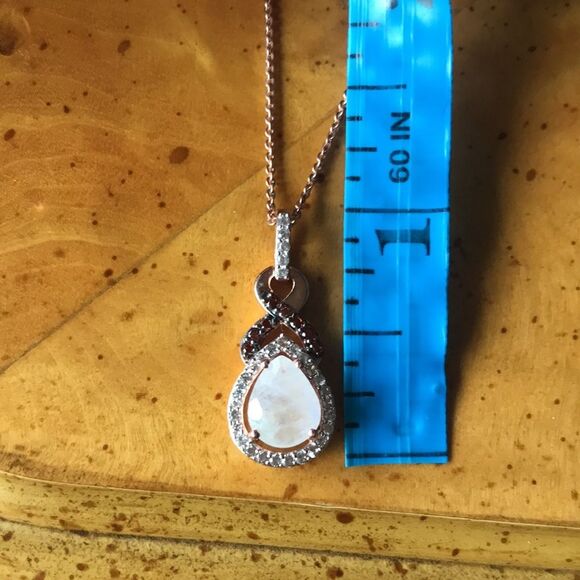 Natural Rainbow Moonstone Gold Vermeil Sterling Silver Necklace - Picture 3 of 7